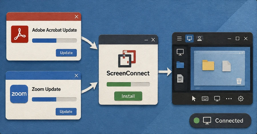 SMOKE#SCREEN: نصب پنهانی ScreenConnect با فیشینگ به‌روزرسانی‌های جعلی Adobe و Zoom