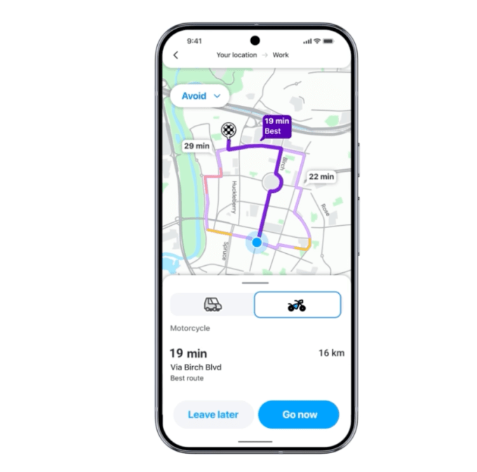 تصویر رابط کاربری Waze با قابلیت جستجوی هوشمند