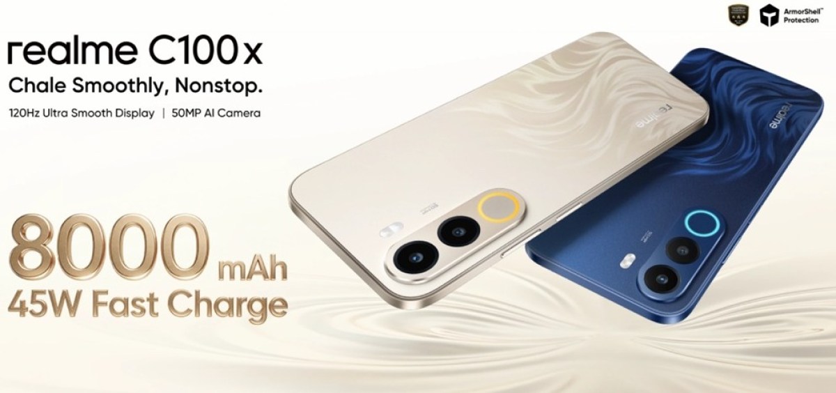 نمای پیش رو Realme C100x با دوربین سلفی