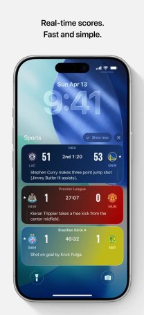 صفحه اصلی برنامه Apple Sports