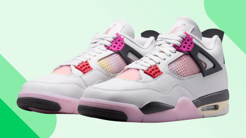 نمای نزدیک از طراحی و رنگ‌بندی کفش جدید Air Jordan 4 Retro Comic