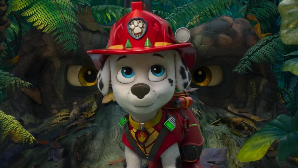 صحنه‌ای از PAW Patrol روی جزیره دایناسورها