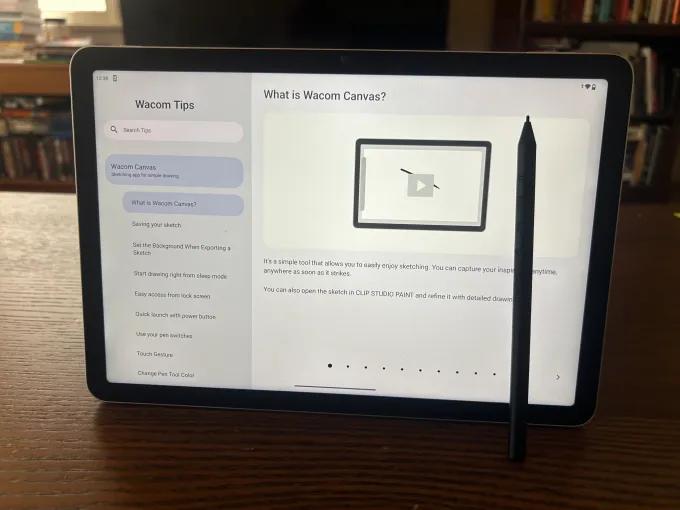 نمای نزدیک Wacom Movinkpad 11 و قلم Pro Pen 3