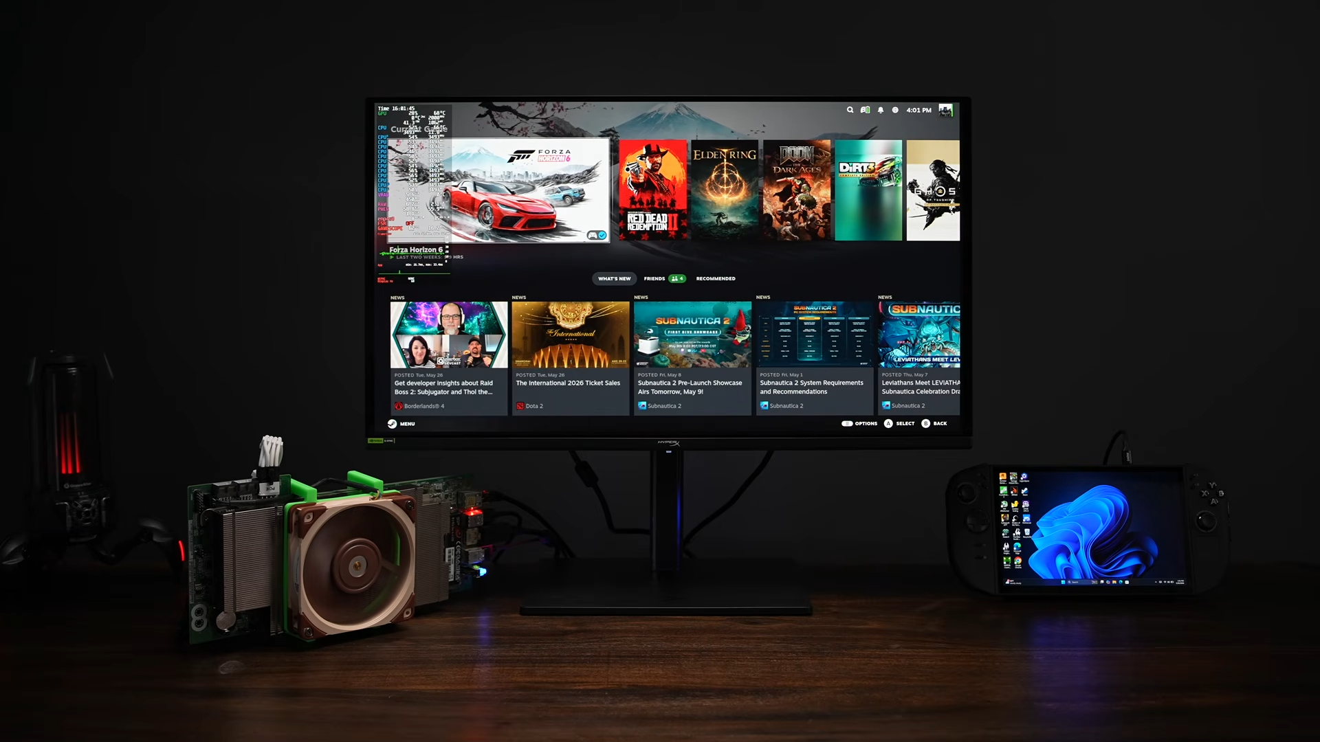 داک Aoostar EG01 و کارت Radeon متصل به Steam Machine
