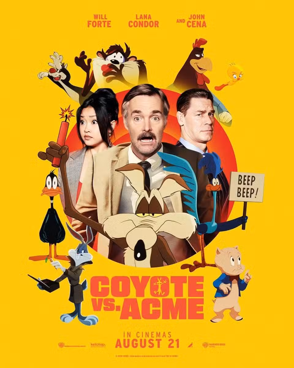 صحنه‌ای از فیلم Coyote vs. Acme با طراحی انیمیشنی کلاسیک