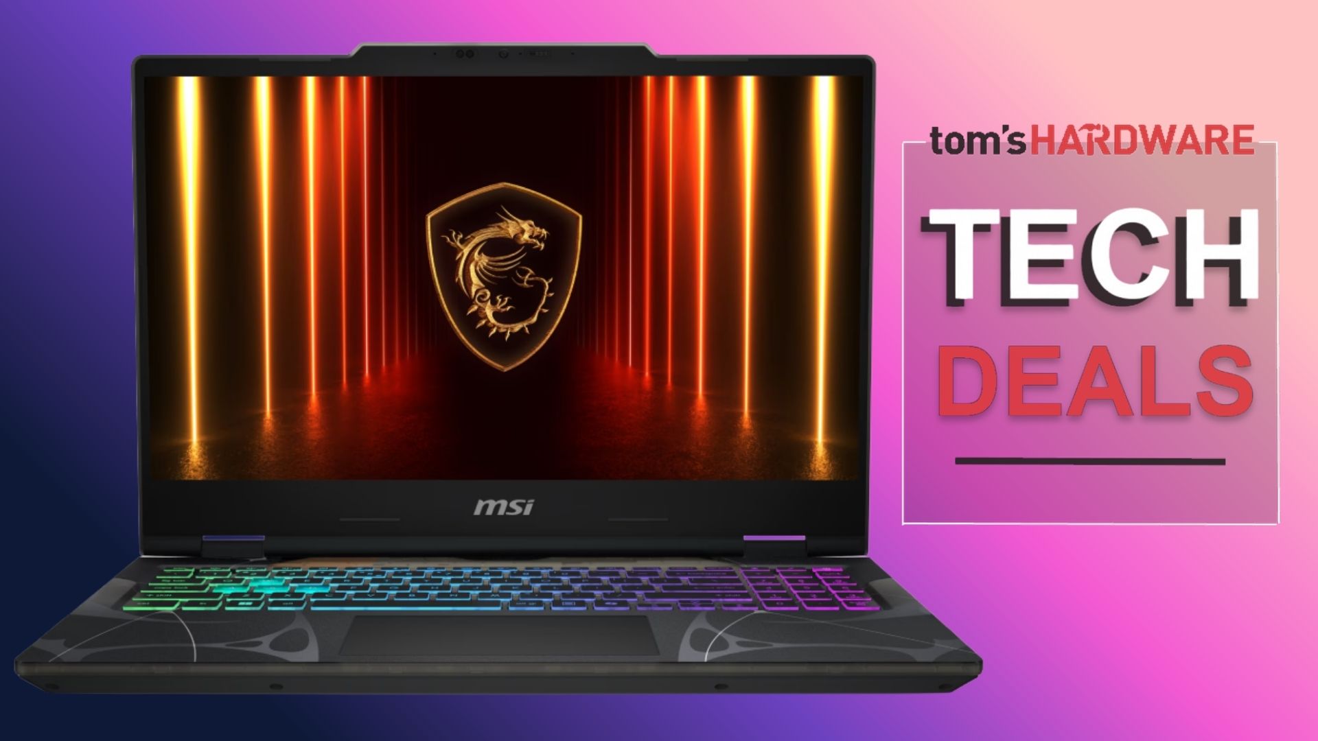 نمای جلوی لپ‌تاپ MSI Cyborg 15 با نور RGB روی کیبورد