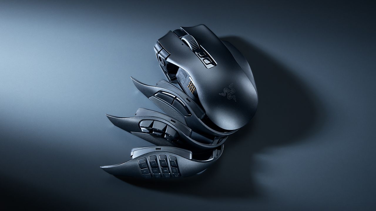 نمای کنار Razer Naga V3 Pro با صفحه جانبی 12 دکمه‌ای