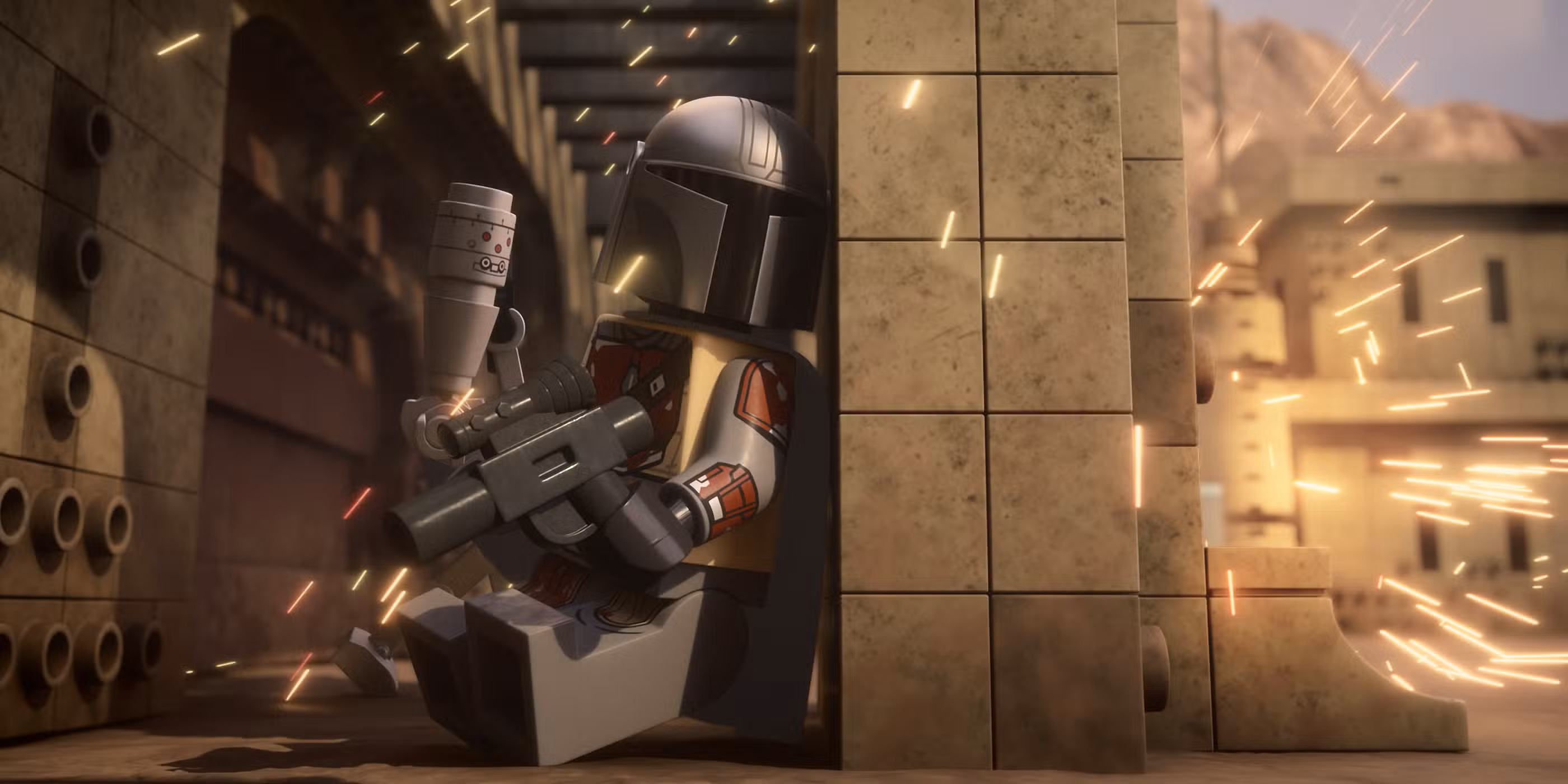 صحنه‌ای کمدی با تم مهمانی در نسخه لگویی The Mandalorian