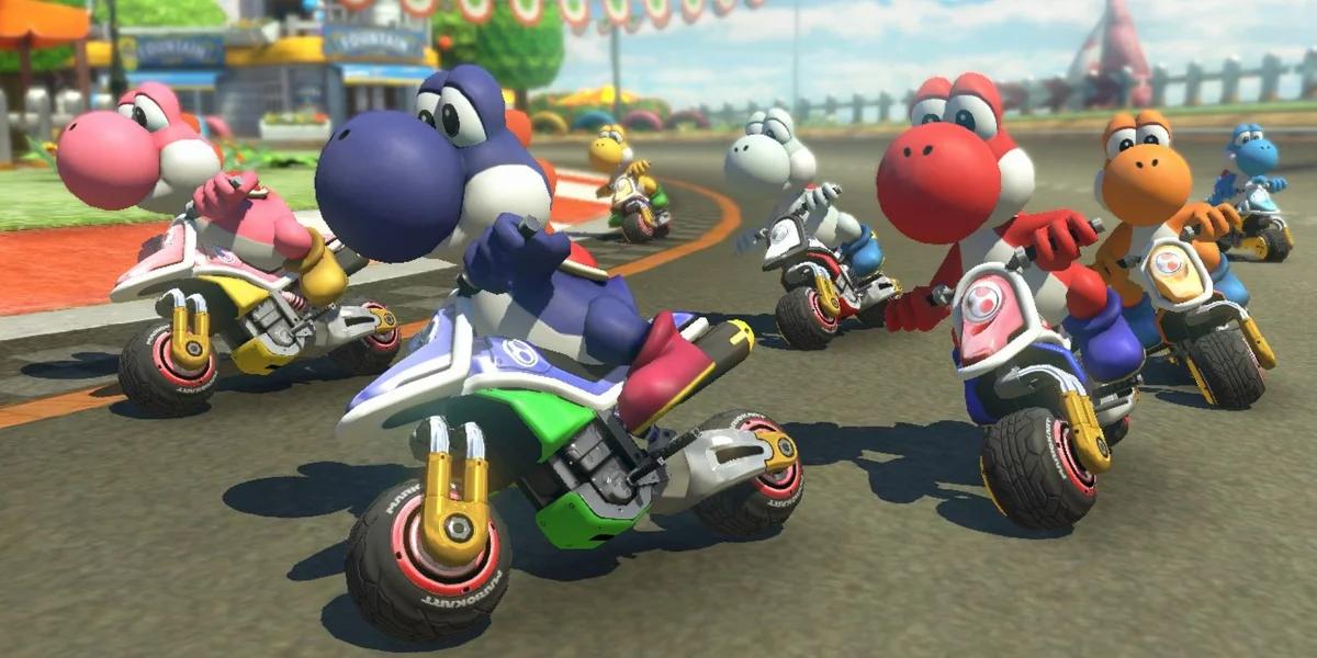 کنترلرها و صفحه بازی Mario Kart 8 Deluxe روی سویچ 2