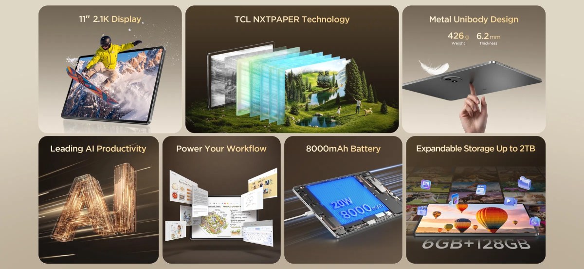 TCL Tab A1 Plus NxtPaper کنار لوازم جانبی