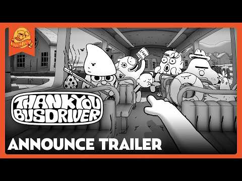 پوستر تبلیغاتی Thank You Bus Driver نمایشگر طراحی کارتونی اتوبوس و راننده